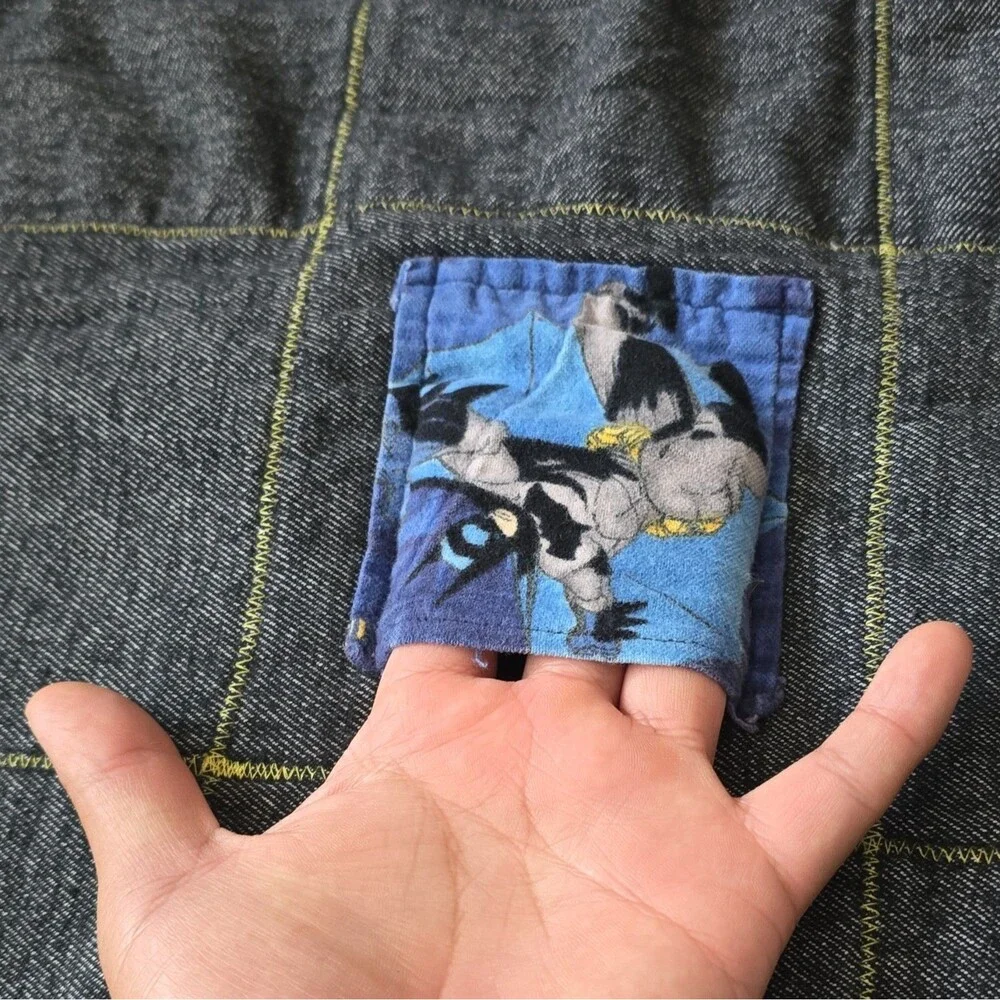 Batman Pictorial Kids Blanket Throw 42x53 Blue Black Yellow Red Gray